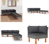 vidaXL 6 pcs. Garden Lounge Set with Coussins Poly Rattan Grau - Ensemble de canapés de jardin - Ensemble de meubles de jardin