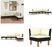 vidaXL 6 pcs. Garden Lounge Set with Cushion Poly Rattan Black - Garden Sofa Set - Garden Sofa Set - Garden Furniture Sets