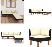 vidaXL 6 pcs. Garden Lounge Set with Cushion Poly Rattan Black - Garden Sofa Set - Garden Sofa Set - Garden Furniture Sets