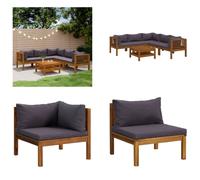 vidaXL 6 pcs. Garden Lounge Set with Support Massif Acacia - Garden Lounge Set - Garden Lounge Sets - Modulaire Sofa Set