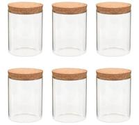 vidaXL Pots de conservation en verre - Lot de 6, couvercles en liège, 650 ml, transparents
