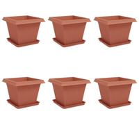 vidaXL Pots de fleurs, lot de 6, rouge brique, 43 x 43 x 33,5 cm, plastique