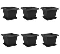 Pot de fleurs vidaXL, lot de 6, noir, 43 x 43 x 33,5 cm, plastique