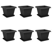 vidaXL : 6 pots de fleurs, noir, en plastique