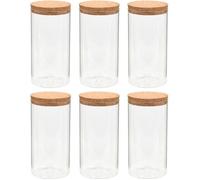 vidaXL - Pots de conservation en verre avec couvercle en liège - 6 pièces - 1400 ml - Transparent G