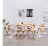 vidaXL Chaises à manger Lot de 6 Bois courbé et similicuir Crème H. 68 cm