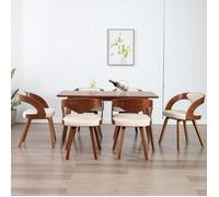 vidaXL Chaises à manger lot de 6 crème bois courbé et similicuir