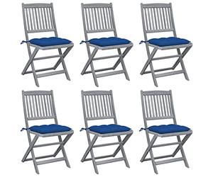 vidaXL 6X Bois d'Acacia Chaises Pliables d'Extérieur avec Coussins Sièges de Salle à Manger de Terrasse Chaises à Dîner de Patio Chaises de Jardin