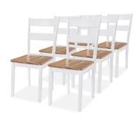 vidaXL 6x Bois d'Hévéa Chaises de Salle à Manger Chaises de Repas Chaises à Dîner Sièges de Cuisine Meubles de Cuisine Intérieur Blanc 275061 Blanc G