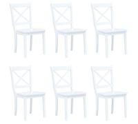 vidaXL Chaises de salle à manger Design ergonomique Bois d'hévéa massif Lot de 6 Blanc