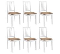 vidaXL Chaises à manger avec coussins – Bois solide – Lot de 6 Blanc