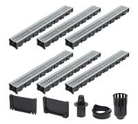vidaXL 6X Caniveaux de Drainage Acier Galvanisé 6 m Évacuation Drain Patios