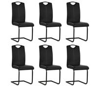 vidaXL Chaises de salle à manger Cantilever - Lot de 6 Noir