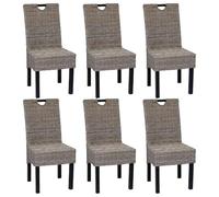vidaXL 6X Chaise de Salle à Manger Rotin Kubu Bois de Manguier Chaise à Manger