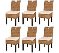 vidaXL 6X Chaise Salle à Manger Rotin Kubu Bois de Manguier Chaise de Cuisine