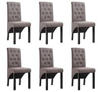 vidaXL 6X Chaises de Salle à Manger Chaises de Cuisine Chaises de Repas Chaises à Dîner Sièges de Salon Chaises de Salon Intérieur Maison Taupe Tissu