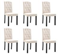 vidaXL 6X Chaises de Salle à Manger Chaises de Cuisine Chaises de Repas Chaises à Dîner Sièges de Salon Chaises de Salon Intérieur Maison Crème Tissu