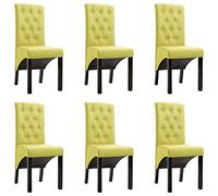 vidaXL 6X Chaises de Salle à Manger Chaises de Cuisine Chaises de Repas Chaises à Dîner Sièges de Salon Chaises de Salon Intérieur Maison Vert Tissu