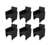 vidaXL Chaise de salle à manger 160184 – cuir artificiel noir – Lot de 6