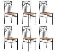 vidaXL 6X Chaises de Salle à Manger Meuble de Cuisine Marron MDF