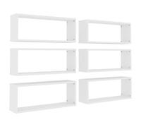 vidaXL 6X Etagères Cube Murales Etagères Suspendues Etagères Flottantes Salon Chambre Salle de Séjour Intérieur Blanc 60x15x23 cm Aggloméré