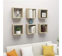 6x Etagères Cube Murales Etagères Suspendues Etagères Flottantes Salon Chambre Salle de Séjour Maison Intérieur Chêne Sonoma 30x15x30 cm 807009