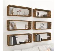 815926 vidaXL Étagères murales cube 6 pcs Chêne fumé 60x15x23 cm Bois