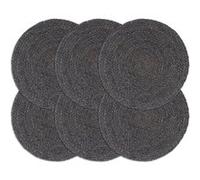 vidaXL 6x Napperons Set de Table Napperons de Restaurant Napperons de Maison Napperons de Table de Salle à Manger Gris Foncé Plain 38 cm Rond Jute Gris G