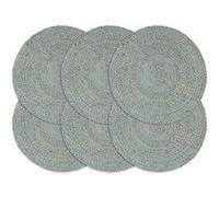 vidaXL 6x Napperons Set de Table Napperons de Restaurant Napperons de Maison Napperons de Table de Salle à Manger Vert Olive Plain 38 cm Rond Jute Vert G