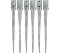 vidaXL 6x Piquets au Sol Installation de Clôture de Jardin Arche Lance au Sol Robuste Durable Travaux Extérieurs Argenté 9x9x90 cm Acier Galvanisé Argenté G