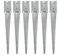 vidaXL 6X Piquets au Sol Installation de Clôture de Jardin Arche Lance au Sol Robuste Durable Travaux Extérieurs Argenté 10x10x76 cm Acier Galvanisé