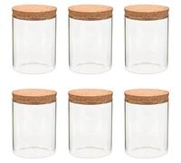 vidaXL 6x Pots de Conservation en Verre et Couvercle en Liège Bocaux de Conservation Bocaux de Stockage Spaghettis Pâtes Riz Aliments Secs 650 ml