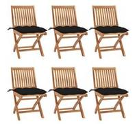 vidaXL Chaises de jardin pliantes avec coussins 6 pcs. Bois massif teck