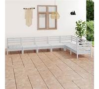 vidaXL Ensemble salon de jardin 7 pièces en pin massif blanc
