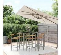 vidaXL 7-delige Tuinbarset poly rattan en massief acaciahout grijs3187695 Gris G
