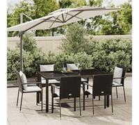 vidaXL Ensemble de jardin 7 pièces avec coussins Noir Poly Rattan