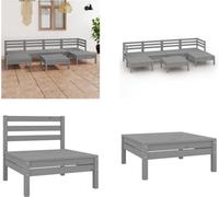 vidaXL 7 pcs. Garden Lounge Set Grau Massivholz Kiefer - Set de meubles de jardin - Garniture de jardin - Garniture de jardin