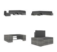 vidaXL 7 pcs. Garden Lounge Set Poly Rattan Grau - Ensemble de salon de jardin - Ensemble de salon de jardin - Ensemble de canapés modulaires