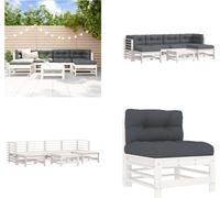 vidaXL 7 pcs. Garden Lounge Set with Coussins Blanc Massif Wood - Garden Lounge Set - Garden Lounge Sets - Lounge Set - Outdoor Lounge Set