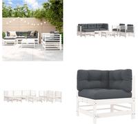 vidaXL 7 pcs. Garden Lounge Set with Coussins Blanc Massif Wood - Garden Lounge Set - Garden Lounge Sets - Lounge Set - Outdoor Lounge Set