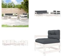 vidaXL 7 pcs. Garden Lounge Set with Coussins Blanc Massif Wood - Garden Lounge Set - Garden Lounge Sets - Lounge Set - Outdoor Lounge Set