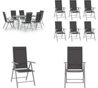 vidaXL 7 pcs. Salon de jardin Aluminium Argenté et Noir - Salon de jardin - Ensemble de jardin - Garniture de jardin