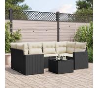 vidaXL 7 pcs salon de jardin - Noir résine tressée
