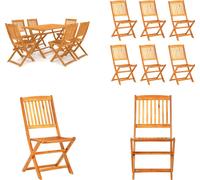 vidaXL 7 tlg. Garten Essgruppe Klappbar Massivholz Akazie - Gartenmöbel-Set - Gartenmöbel-Sets - Gartentisch Und Stühle - Tables Et Chaises De Jardin
