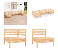 vidaXL 7 tlg. Garten Lounge Set Massivholz Kiefer - Ensemble de salon de jardin - Ensemble de salon d'extérieur - Ottomane en bois - Ensemble de meubles de jardin