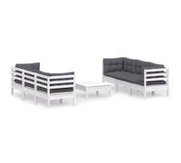 vidaXL 7-tlg. Set de salon de jardin avec baisers en anthracite Kiefernholz