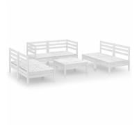 vidaXL 7-tlg. Set de salon de jardin Weiß Massivholz Kiefer