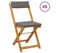 vidaXL : 8 chaises de jardin de style bistrot, couleur gris foncé, en bois d'acacia massif