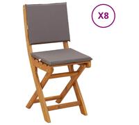 vidaXL : 8 chaises de jardin de style bistrot, couleur gris foncé, en bois d'acacia massif