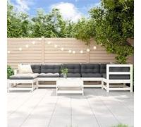 vidaXL Ensemble de salon de jardin 8 pièces en bois massif blanc avec coussins